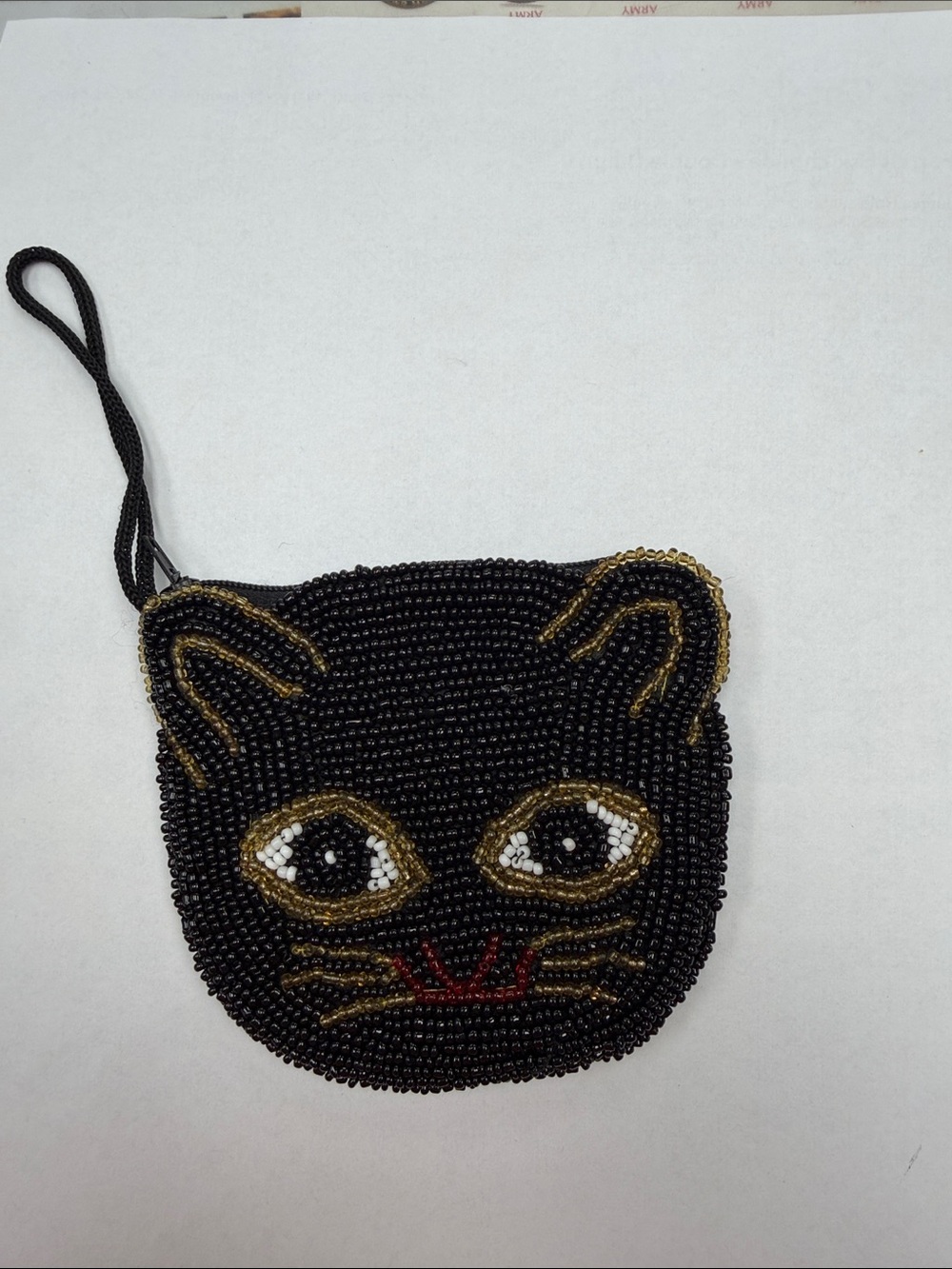 Beaded Black Cat Change purse